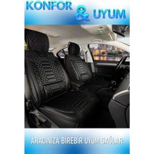 ALLDAYSM Aldysm Peugeot 307 Uyumlu Lüks Deri Oto Koltuk Kılıfı Ön Arka Set Siyah Marjinal Model Aldysm
