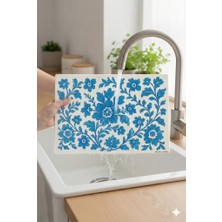 Miabella Home Cam Kesme Tahtası Antibakteriyel Çiçek Desenli Cam Doğrama Tahtası Kesme Tahtası 20X30 cm