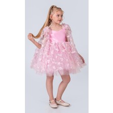 Mnk Baby & Kids Çiçek Brode Desen Imeros Kız Abiye M00736