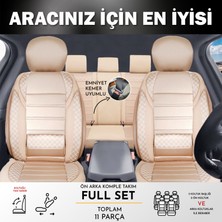 ALLDAYSM Ford Puma Uyumlu Lüx Bel Destekli Yarı Deri Oto Koltuk Kılıfı Mars Series Bej Renk Aldys