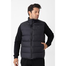Crozwise Erkek Dolumlu Spor Yelek Siyah Renkli Sıcak Tutma Özelliği ile Outdoor Kullanıma Uygun