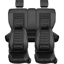 ALLDAYSM Aldysm  Dacia Sandero Yeni Kasa Uyumlu Lüx Deri Oto Koltuk Kılıfı Ön Arka Takım Kemer Serisi Siyah