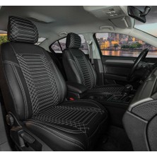 ALLDAYSM Aldysm Oto Aksesuar Chevrolet Cruze Sedan Uyumlu Deri Oto Koltuk Kılıfı Ön Arka Takım Giydirme Tip Siyah Beyaz Exclusıve Model Shn