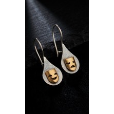 Nalia Takı Damla Oksitli Tiyatro Mask Gümüş Küpe