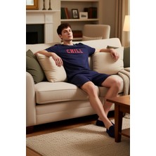 PayBuy Erkek Bisiklet Yaka Kısa Kollu Baskılı Pijama Takımı Fonksiyonel Dayanıklı Kaliteli Modern