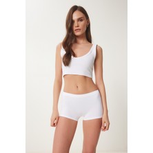 Happiness İstanbul Dikişsiz Örme Boxer LGV0001 Beyaz