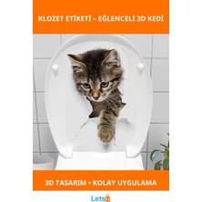 Letsii 3D Eğlenceli Kedi Tasarımlı Klozet Stickerı