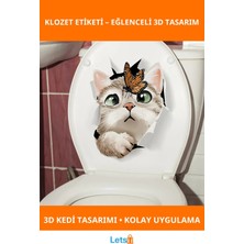 Letsii 3D Kedi Tasarımlı Eğlenceli Klozet Etiketi