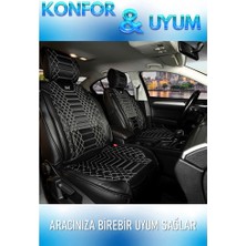 ALLDAYSM Aldysm Ford Puma Uyumlu Lüks Deri Oto Koltuk Kılıfı Ön Arka Set Siyah Beyaz Marjinal Model Mk
