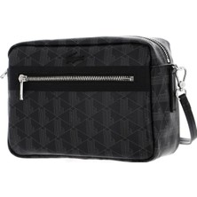 Lacoste Schultertasche Zel Shoulder Bag Monogram Noir Gris Schwarz