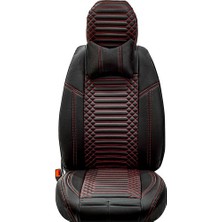ALLDAYSM Aldysm Kia Ceed Eski Lüx Full Deri Oto Koltuk Kılıfı Ön Arka Takım (Giydirme Tip) Siyah Kırmızı