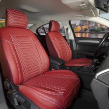 ALLDAYSM Aldysm Skoda Fabia Lüx Full Deri Oto Koltuk Kılıfı Ön Arka Takım (Giydirme Tip) Kırmızı