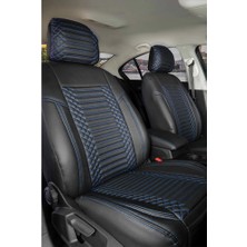 ALLDAYSM Aldysm Citroen C3 Air Cros Lüx Full Deri Oto Koltuk Kılıfı Ön Arka Takım (Exclusive) Siyah Mavi