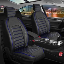 ALLDAYSM Aldysm Renault Megane 3 Uyumlu Lüx Deri Oto Koltuk Kılıfı Ön Arka Takım Giydirme Model Siyah Mavi Aldysm