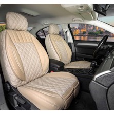 ALLDAYSM Aldysm Renault Megane 1 Lüx Yarı Deri Oto Koltuk Kılıfı Ön Arka Takım Istanbul Serisi Bej