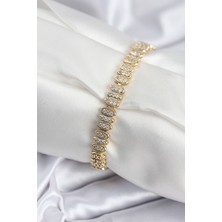 Mustran Pirinç VIP Seri Gold Renk Oval Sıralı Kadın Bileklik