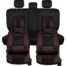 ALLDAYSM Aldysm Peugeot 307 Lüx Deri Oto Koltuk Kılıfı Ön Arka Takım (Elit) Siyah Kırmızı