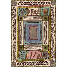 Kilim Home Floral Bej Tonlarında Pastel Botanik Tema Dokuma Taban Salon Halısı Çocuk Halısı  Mars 255