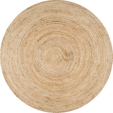 Kilim Home Boho 939 Doğal Hasır Jüt Desenli Örgü Yuvarlak Natural Çift Taraflı Halı