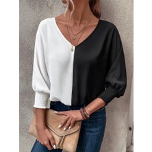 Etiler Collection Kadın Uzun Kollu V Yaka Kol Ağzı Gipeli Sandy Bluz