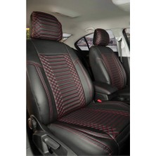 ALLDAYSM Aldysm Seat Leon Lüx Full Deri Oto Koltuk Kılıfı Ön Arka Takım (Exclusive) Siyah Kırmızı
