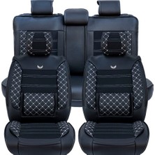 ALLDAYSM Aldysm Fiat Punto Lüx Deri Oto Koltuk Kılıfı Ön Arka Takım (Mars) Siyah Beyaz