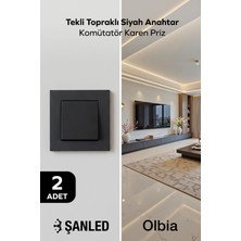 Olbia Tekli Topraklı Siyah Anahtar Komütatör Karen Priz 2 Adet