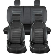 ALLDAYSM Aldysm Fiat Panda Uyumlu Lüks Deri Oto Koltuk Kılıfı Ön Arka Takım Set Giydirme Model Siyah Beyaz Aldysm