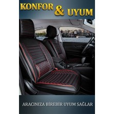 ALLDAYSM Aldysm Renault Laguna 2 Lüx Deri Oto Koltuk Kılıfı Ön Arka Takım Elit Serisi Siyah Kırmızı