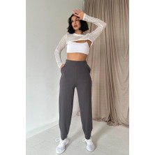 Etiler Collection Füme Pensli Lastik Detaylı Pantolon