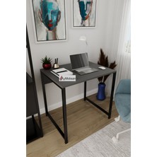 Aymobsan Selin Metal Ayaklı Çalışma Masası – Antrasit Suntalam, Siyah Metal Ayak, Modern Ofis & Ev Masası