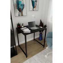 Aymobsan Selin Metal Ayaklı Çalışma Masası – Siyah Suntalam, Siyah Metal Ayak, Modern Ofis & Ev Masası