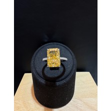 Luna Gümüş Ice Cut Sitrin Taşlı Kadın Gümüş Yüzük