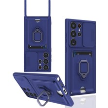 LTG Nova S25 Kılıf Zuma Kartvizitli Yüzüklü Silikon - Lacivert