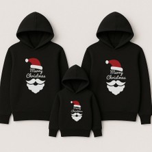 Shain Yeni Yıl Noel Yılbaşı Christmas Baskılı Anne Baba Çocuk Kombin Kapşonlu Sweatshirt
