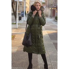 1Tarz Kışlık Tam Boy Kürklü Şişme Kadın Mont