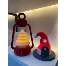 Yılbaşı Dekorasyon Seti, Şapka ve LED Mumlu Ağac Fener, 12-22 Cm, 2'li Paket