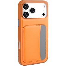 HTstore iPhone Uyumlu 17 Pro Kılıf Kartlıklı Zore X-Kart Silikon Kapak-Turuncu