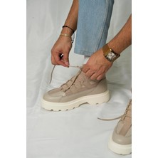 Tetri Lucas Model Hakiki Deri El Yapımı Bej Bot