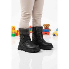 Cool Siyah Içi Polarlı Fermuarlı Kız Çocuk Bot Evla P