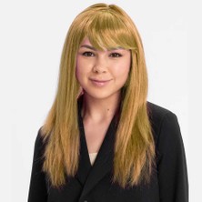 Skygo Altın Renk Düz Kesim Içi Astarlı Uzun Parti Peruğu Takma Saç