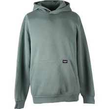 Trender Kapüşonlu Kanguru Cep 3 Iplik Şardonlu Yeşil Erkek Sweatshirt 5281