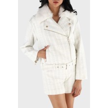 Guess Sandra Regular Fit Yumuşak Tüy Detaylı Yaka Fermuarlı Ceket W5BL16W2382 Bayan Ceket W5BL16 W2382 F0YK