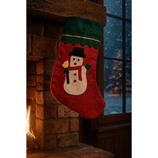 Kardan Adam Desenli Keçe Yılbaşı Çorabı Şömine Dekoru Hediyelik Kese