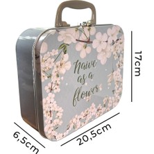 Fl-44 Flower Metal Kutu | Kulplu Saklama Kutusu, Çiçek Desenli Metal Organizer 20,5X17X6,5 cm
