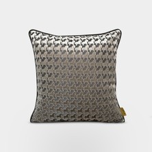 Lidoma Home Troya At Figürlü Kırlent Kılıfı Gri Jakarlı Kadife 45x45 cm Modern Tasarım