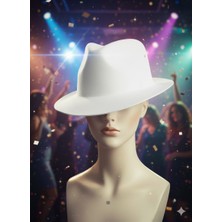Dodomar Beyaz Lazer Kesim Kadife Fötr Şapka Parti Şapkası
