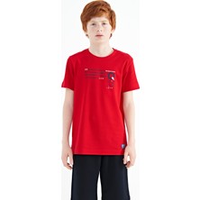 Tommy Life Kırmızı Baskı Detaylı O Yaka Standart Kalıp Erkek Çocuk T-Shirt - 11145