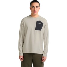 Jack Wolfskin Prelight Trail Crew Erkek Bej Tişört