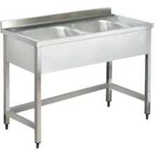 Pimak Çift Evyeli Taban Rafsız Tezgah 120 x 60 x 85 (Cm)